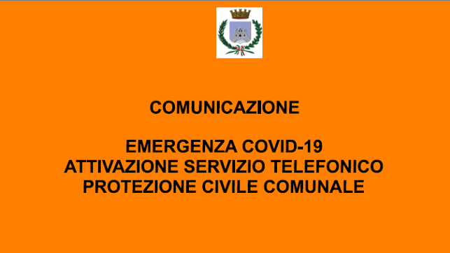 Emergenza covid-19 - comunicazione attivazione servizio telefonico della protezione civile comunale - 10/11/2020